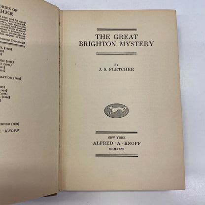 The Great Brighton Mystery - J.S. Fletcher - 1st Edition - 1926