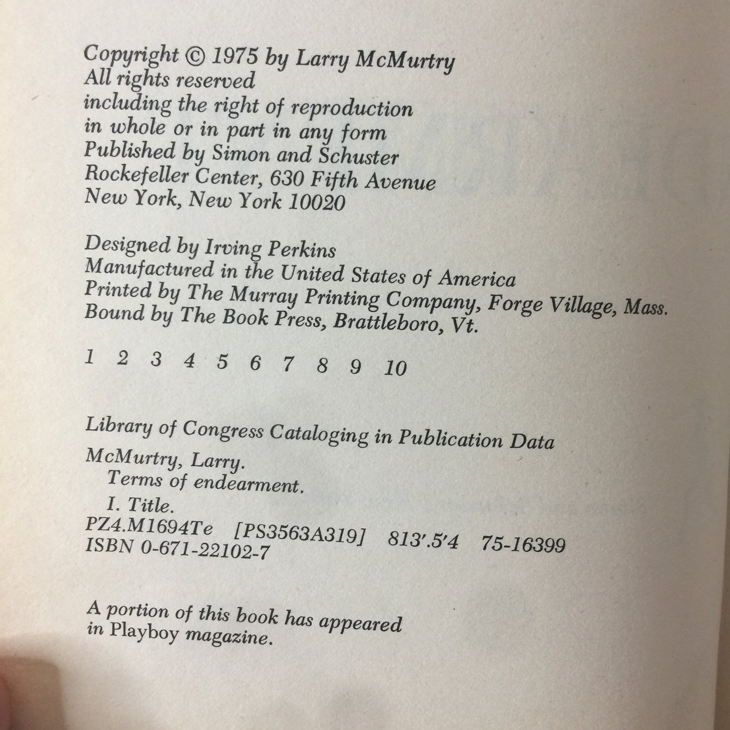 Terms of Endearment - Larry McMurtry - 1st Edition - 1975