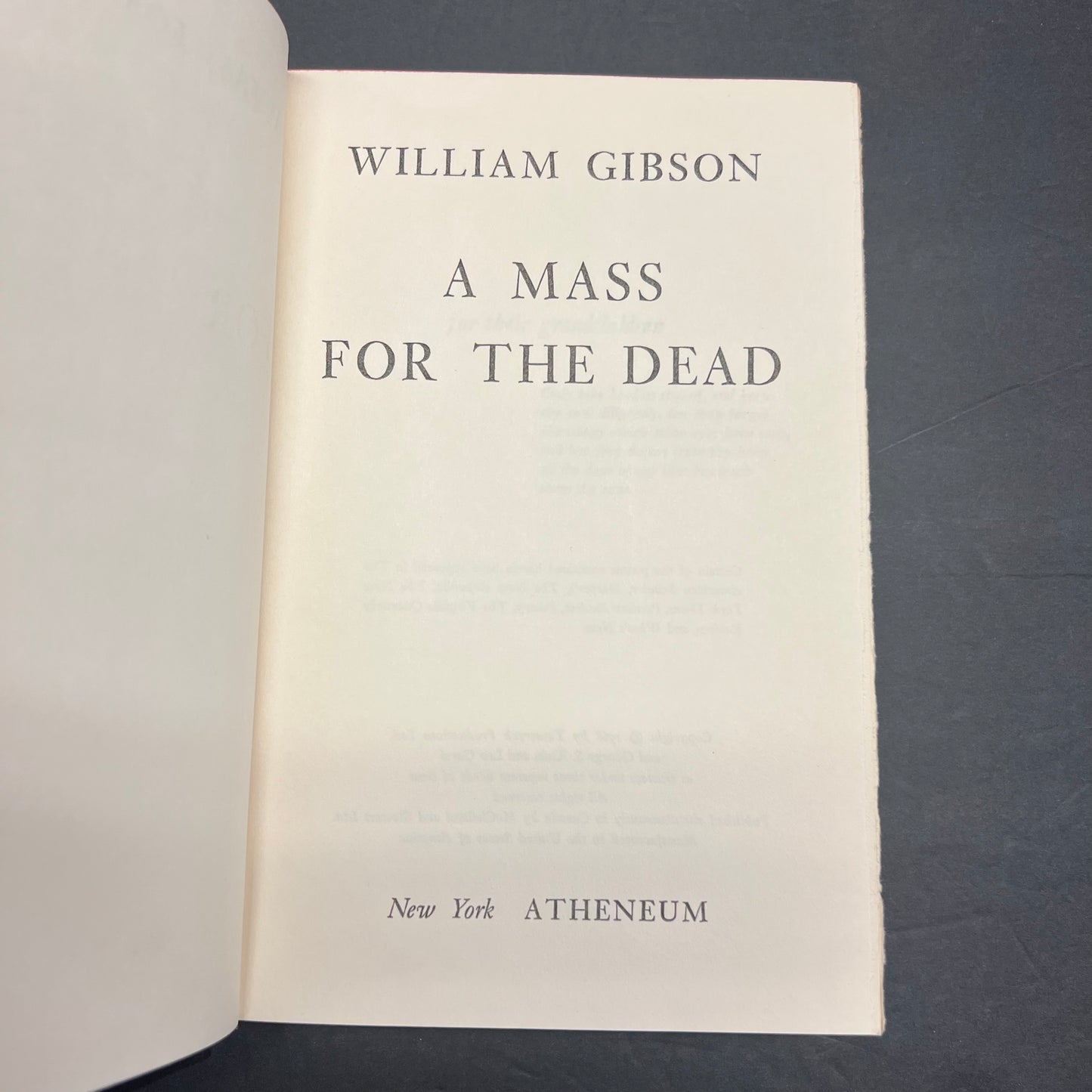 A Mass for The Dead - William Gibson - Book Club Edition - 1968