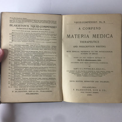 Quiz Compends: Materia Medica - Samuel Potter - 1897