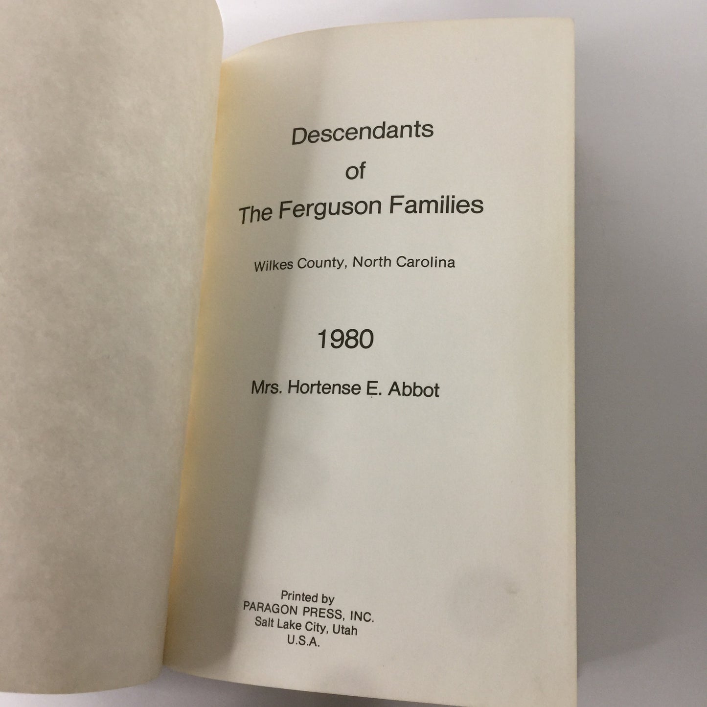 Decendants of The Ferguson Families - Hortense E. Abbot - 1980