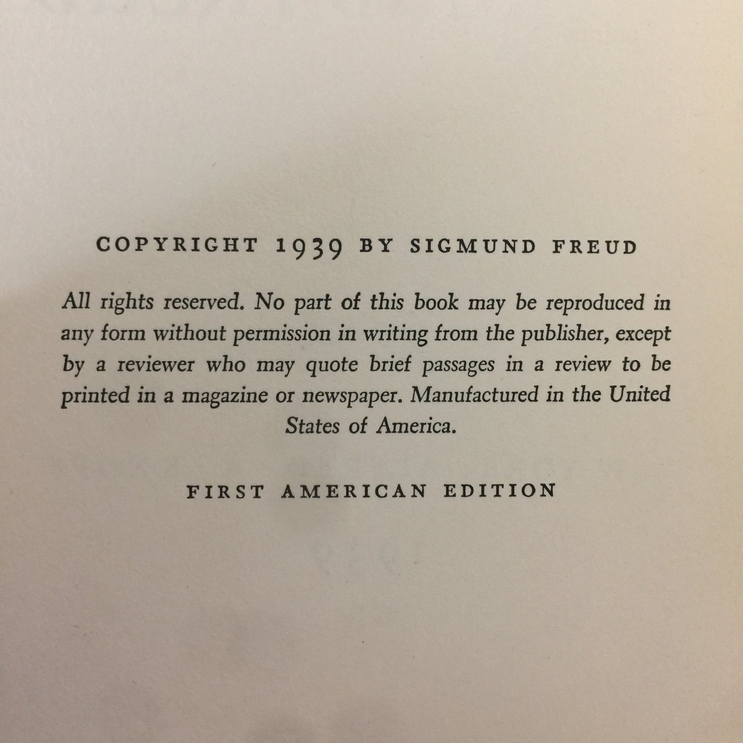 Moses and Monotheism - Sigmund Freud - 1st American Edition - 1939