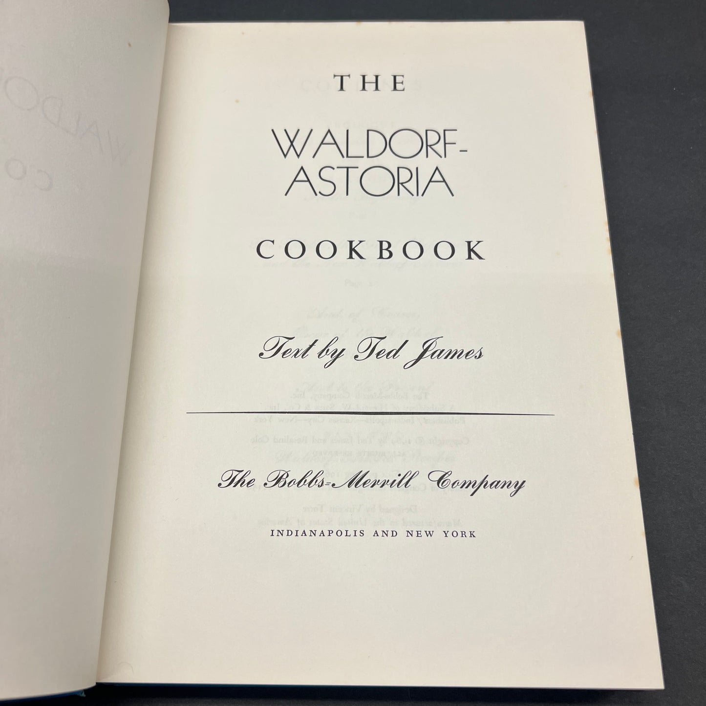 The Waldorf-Astoria Cookbook - Ted James and Rosalind Cole - 1969