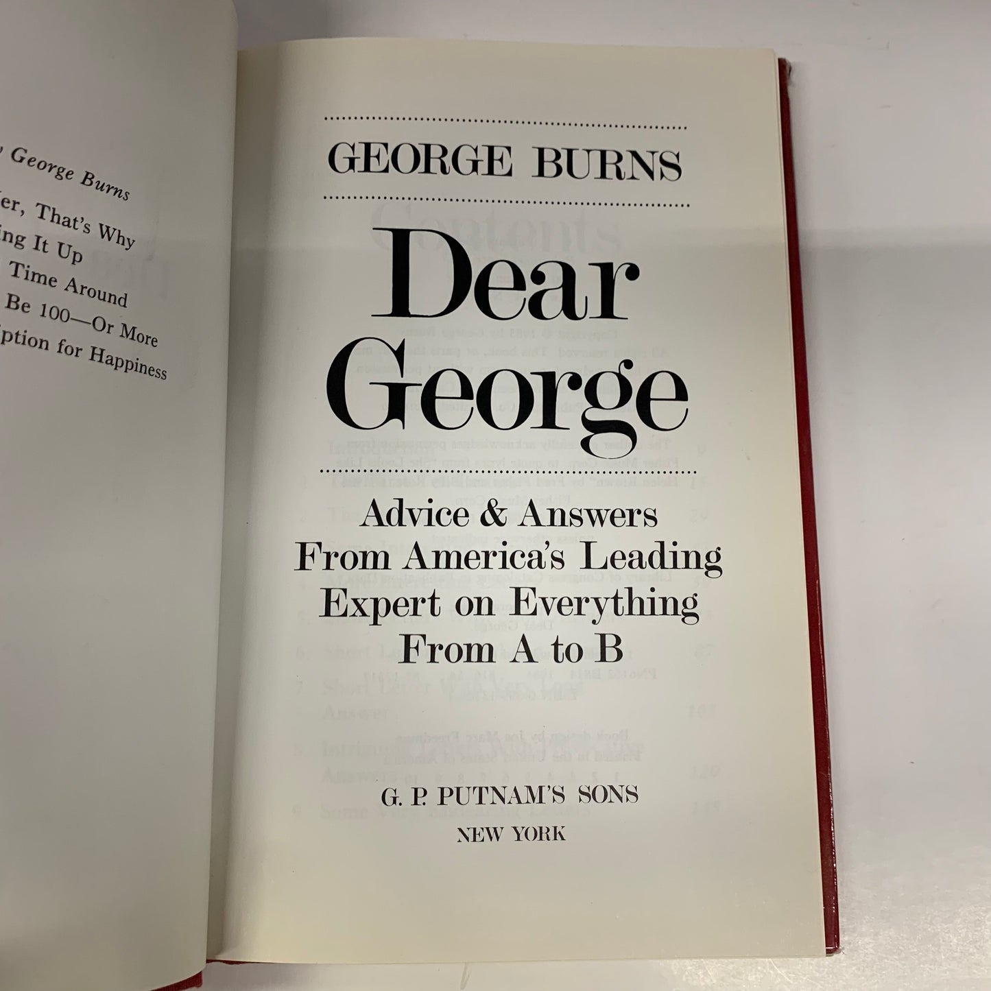 Dear George - George Burns - Signed - First Edition - 1983