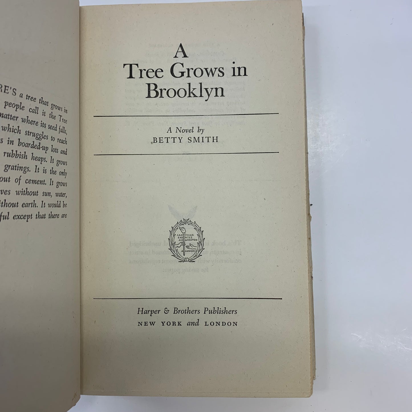 A Tree Grows in Brooklyn - Betty Smith - 21st Print - 1943