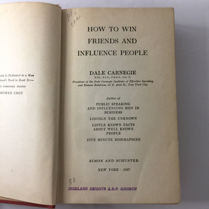 How to Win Friends and Influence People - Dale Carnegie - 17th Print - 1937