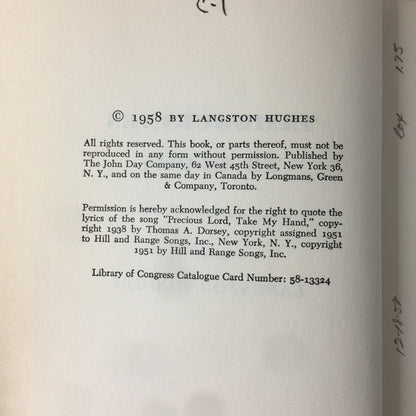 Tambourines to Glory - Langston Hughes - Probable 1st - 1958