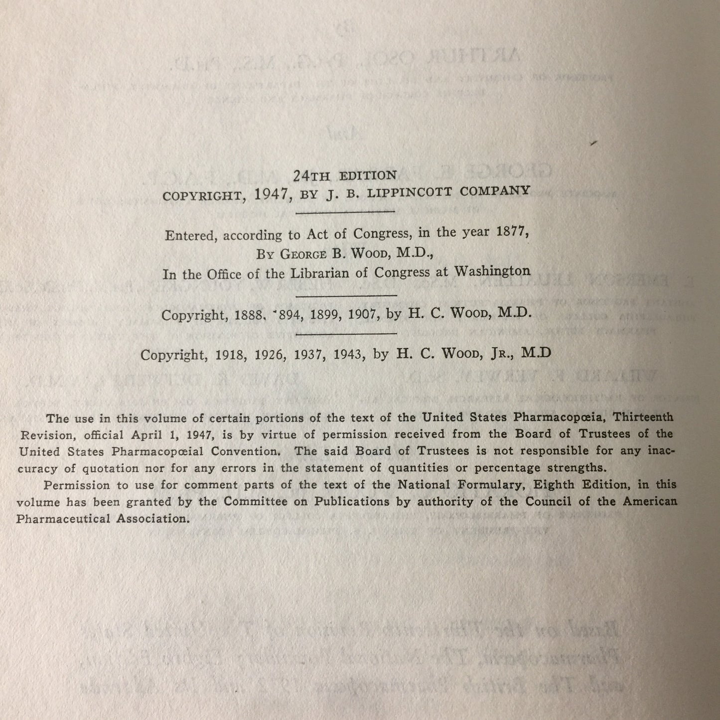 United States Dispensatory - Various - 24th Edition - 1947