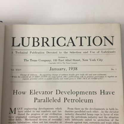 Lubrication - The Texas Company - Texaco - 1938