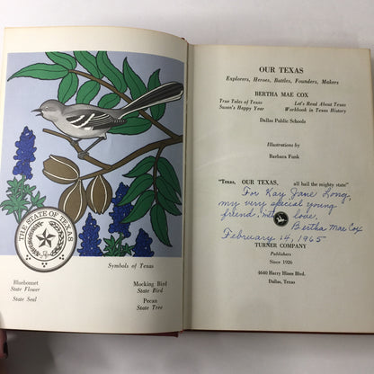 Our Texas - Bertha Cox - Signed - 1965