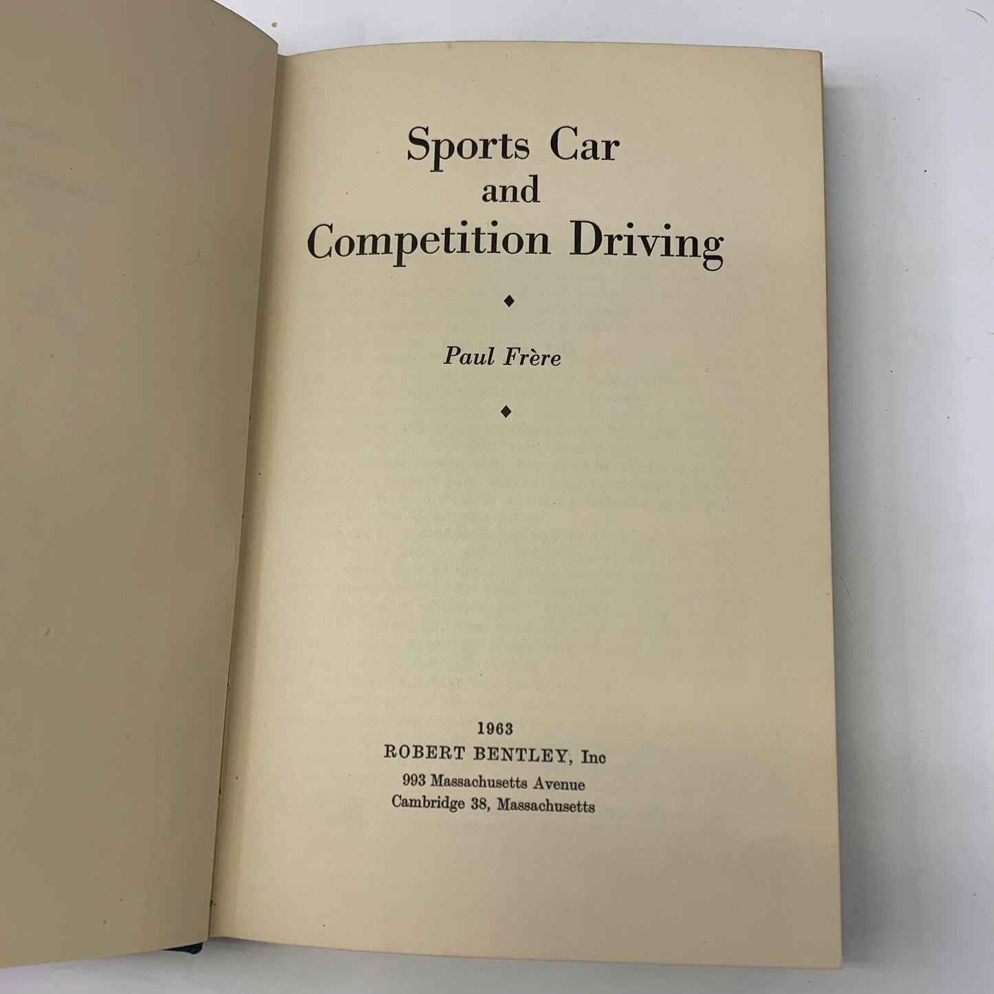 Sports Car and Competition Driving - Paul Frere - 1st Edition - 1963