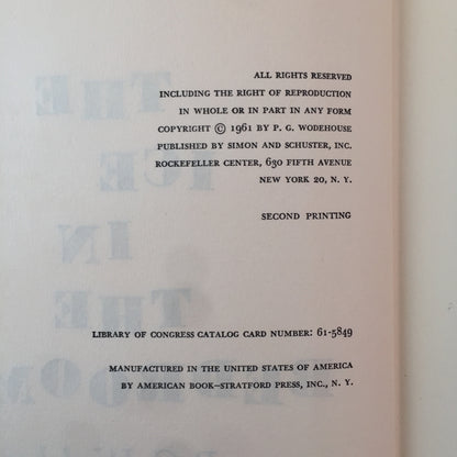 The Ice in the Bedroom - P. G. Wodehouse - Early Print - 1961