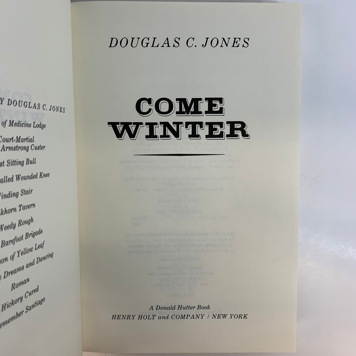 Come Winter - Douglas C. Jones - Signed - 1989