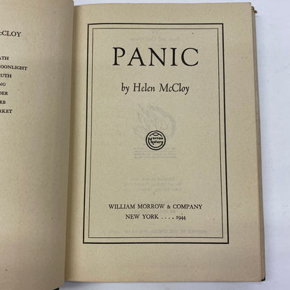 Panic - Helen McCloy - 3rd Print - 1944