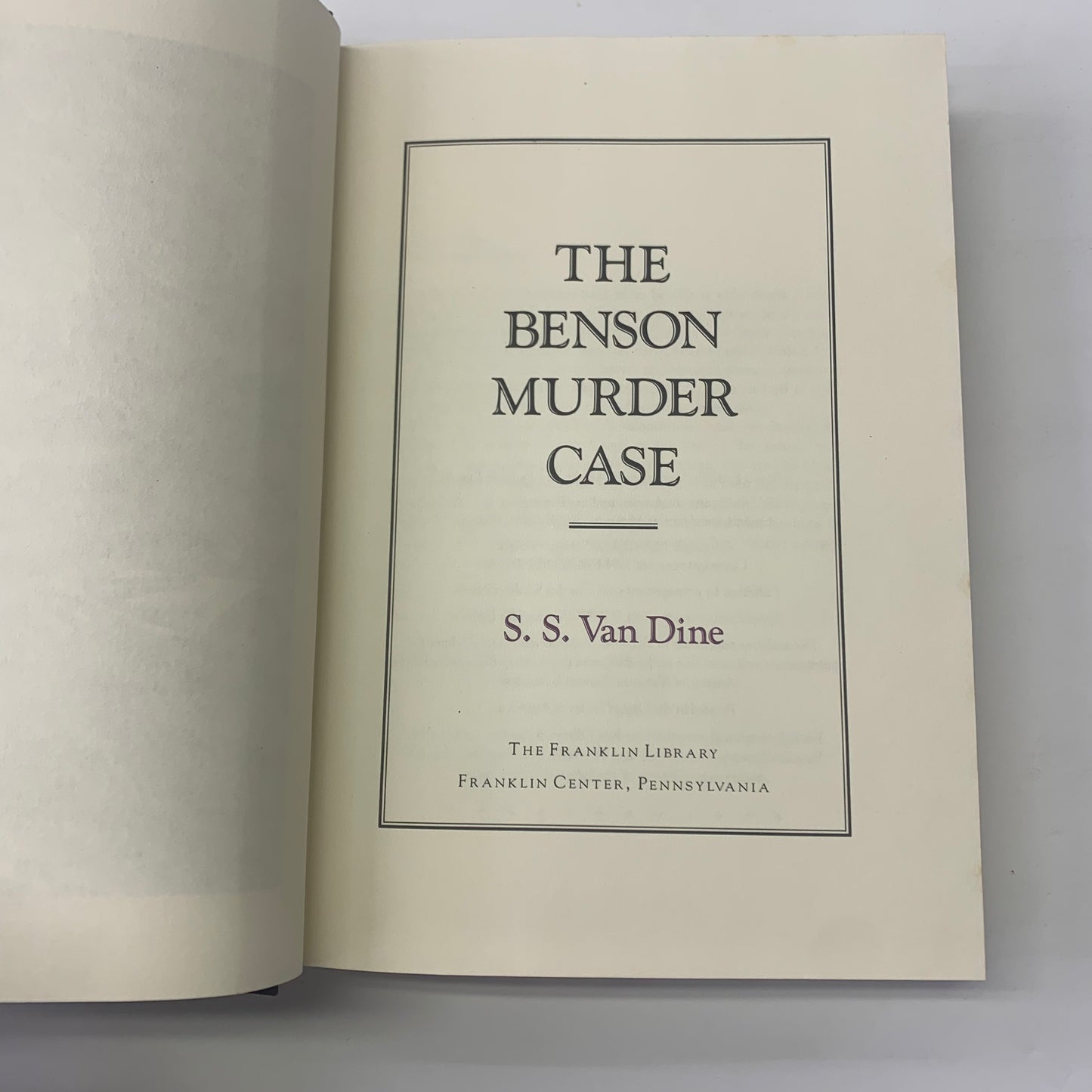 The Benson Murder Case - S. S. Van Dine - 1990