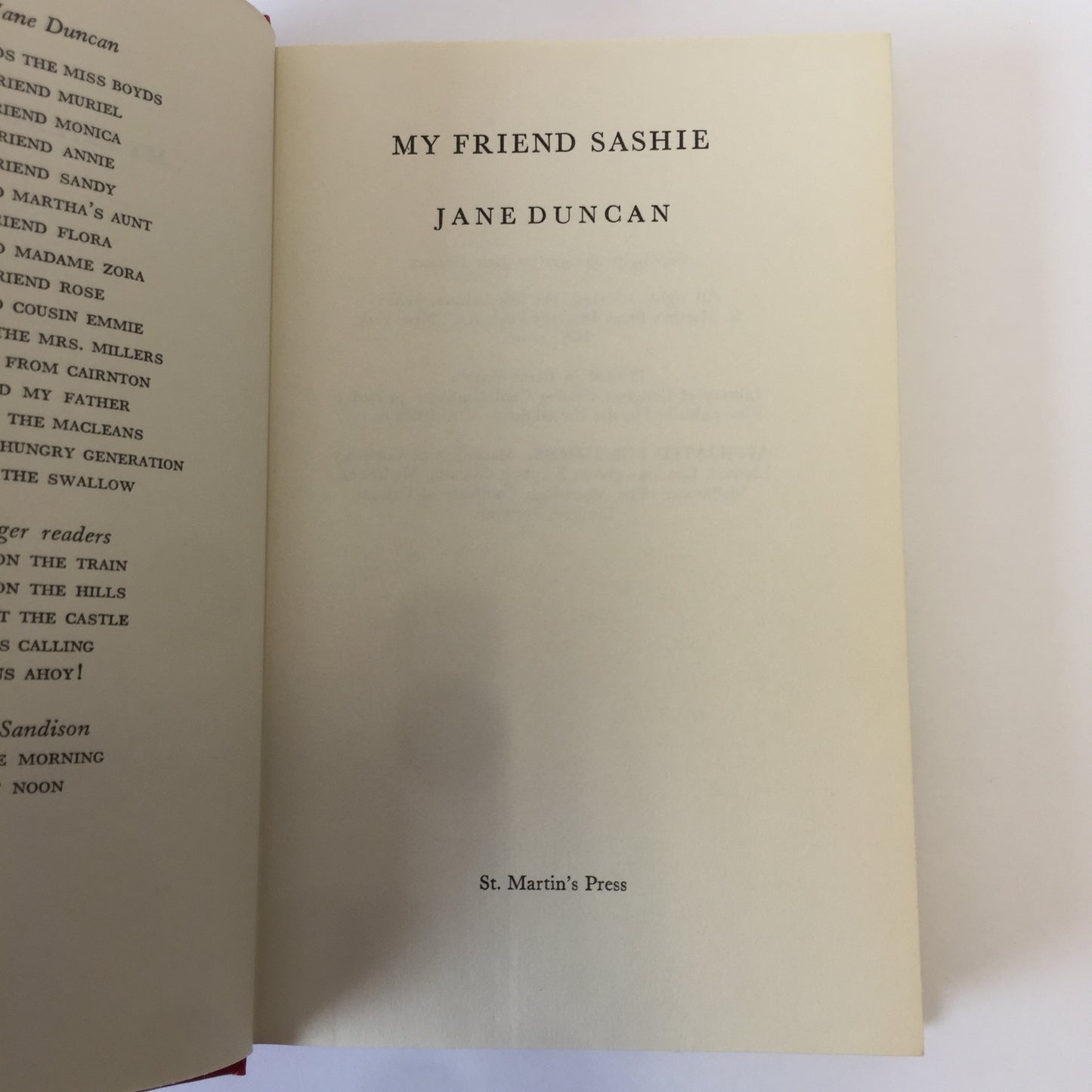 My Friend Sashie - Jane Duncan - 1st American Ed. - 1972