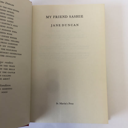 My Friend Sashie - Jane Duncan - 1st American Ed. - 1972