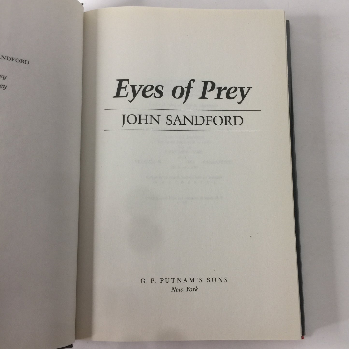 Eyes Of Prey - John Sandford - 1st Edition - 1991