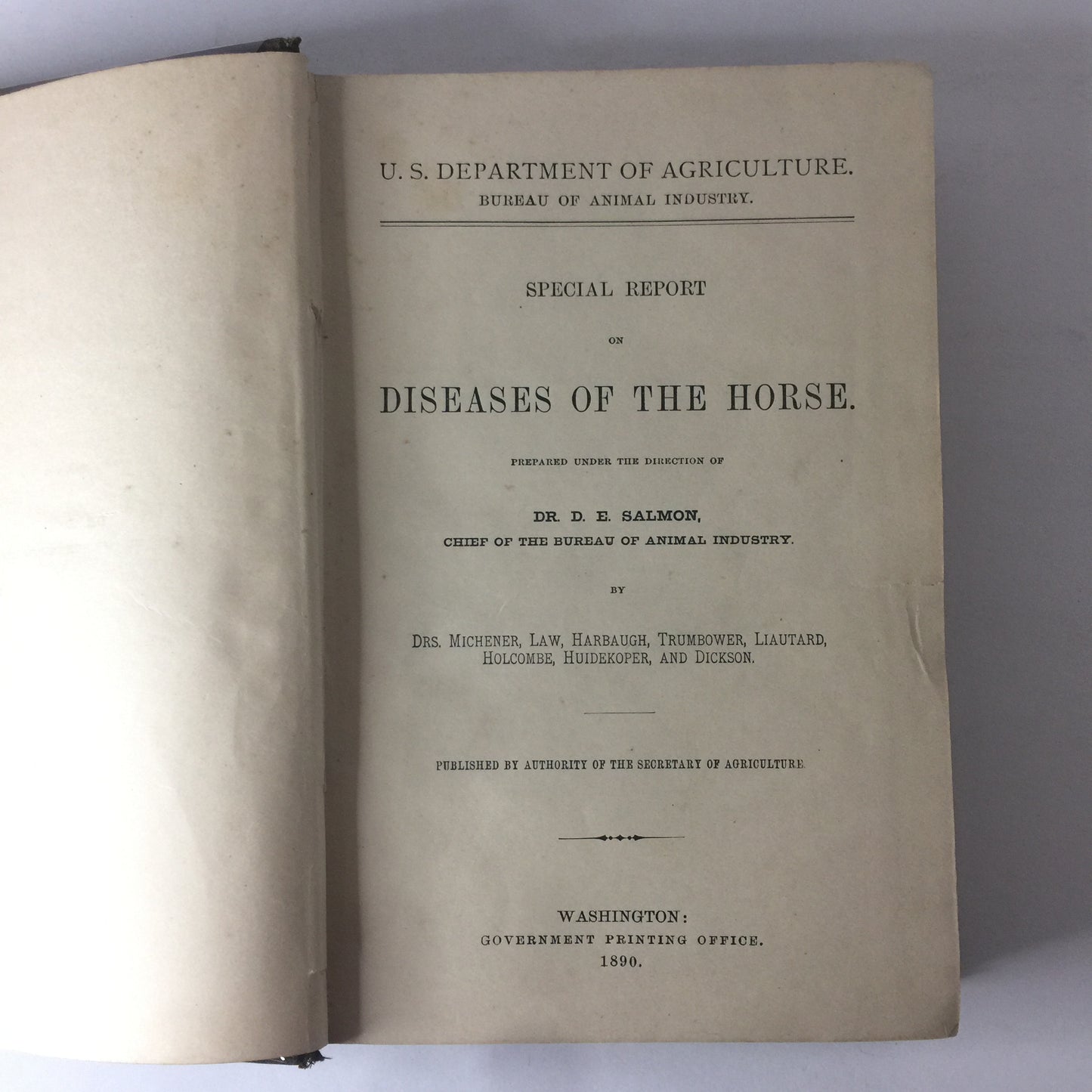 Diseases of the Horse - Dr. D. E. Salmon - 1890