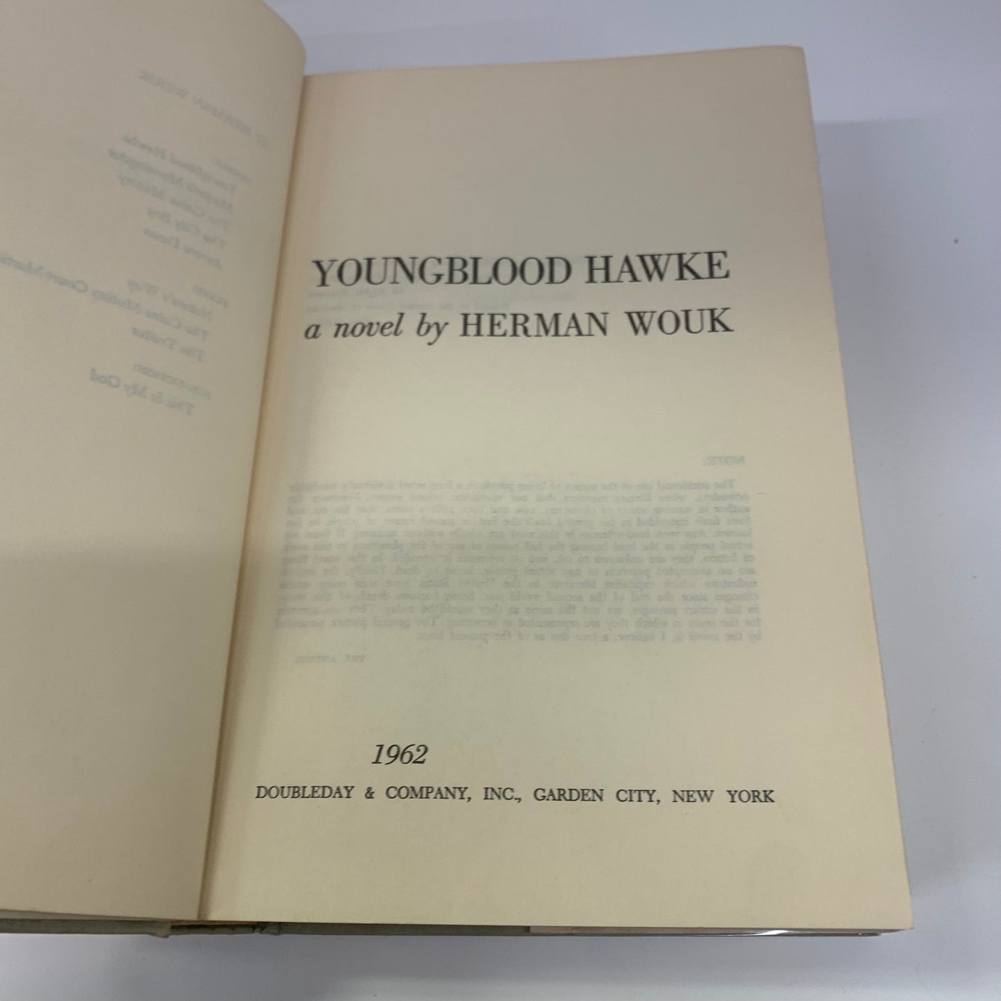 Youngblood Hawke - Herman Wouk - First Edition - 1962