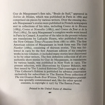 The Tales of Guy de Maupassant - Guy de Maupassant - Easton Press - Collectors Edition - 1977