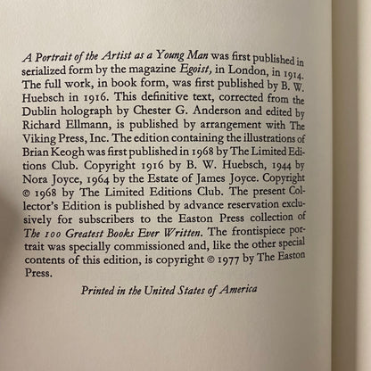 A Portrait of the Artist as a Young Man - James Joyce - Easton Press - 1977