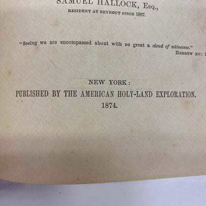 Bible Witnesses from Bible Lands - American Holy Land Exploration - 1874