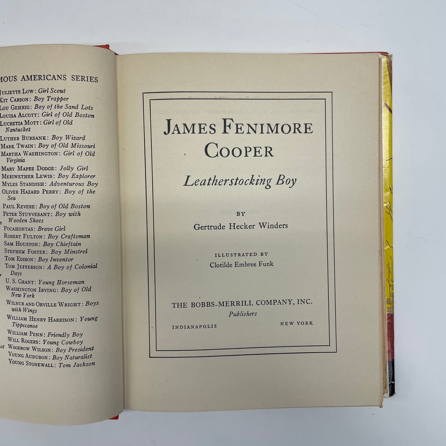 James Fenimore Cooper: Leatherstocking Boy - Gertrude Hecker Winders - First Edition - 1951