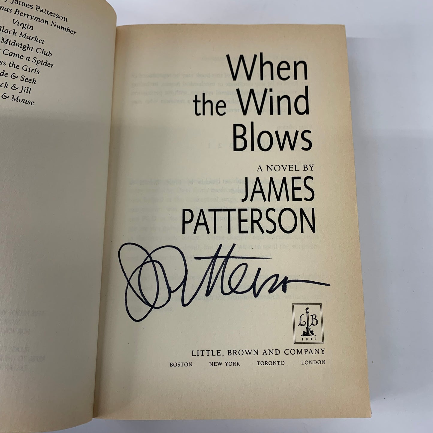 When The Wind Blows - James Patterson - Signed - 2000