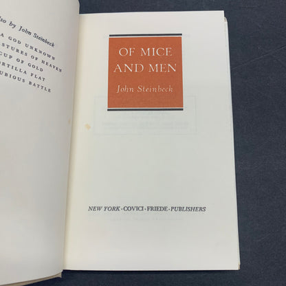 Of Mice and Men - John Steinbeck - Facsimile of 1st Edition - 1965