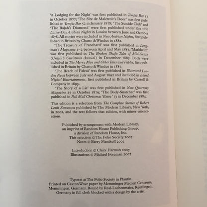 The Body Snatcher and Other Stories - Robert Louis Stevenson - 1st Thus - Folio Society - 2007