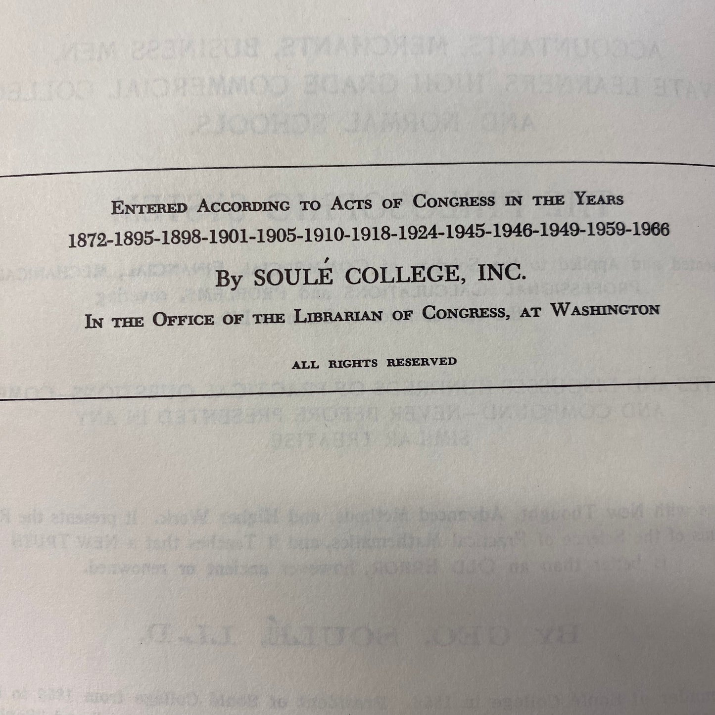 Soulé’s Philosophic Practical Mathematics - Geo. Soulé LL. D.  - 1966