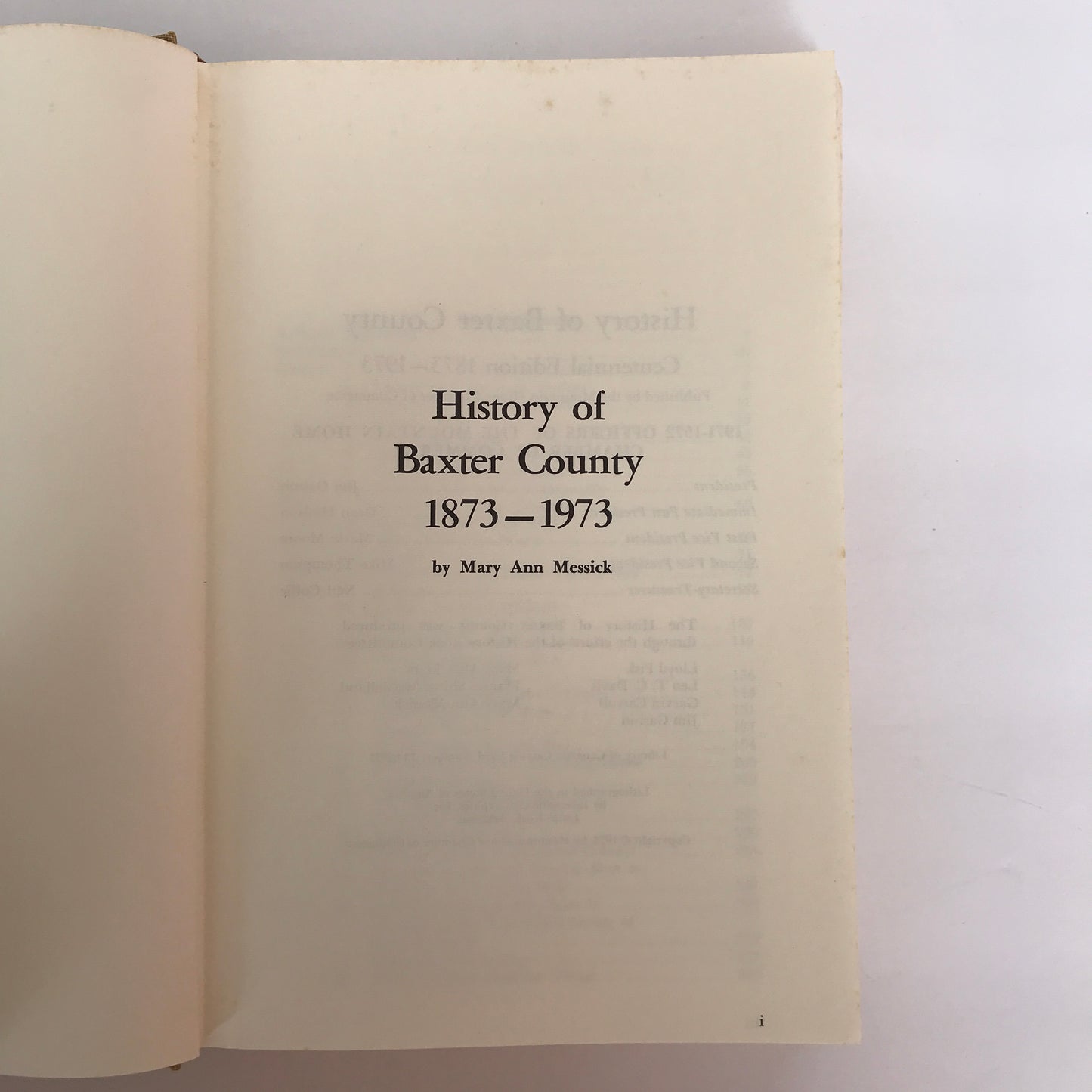 History of Baxter County - Mary Ann Messick - 1973