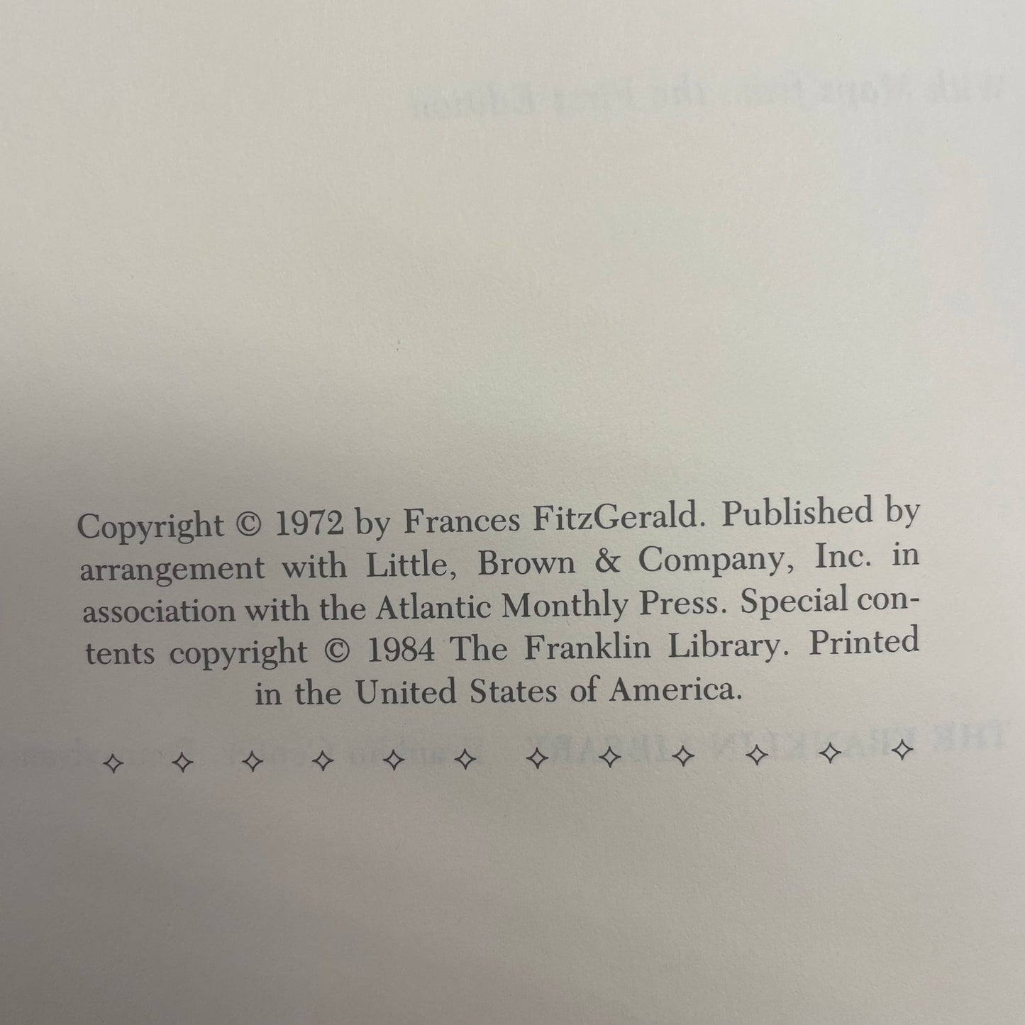 Fire in the Lake - Frances Fitzgerald - The Franklin Library - 1984