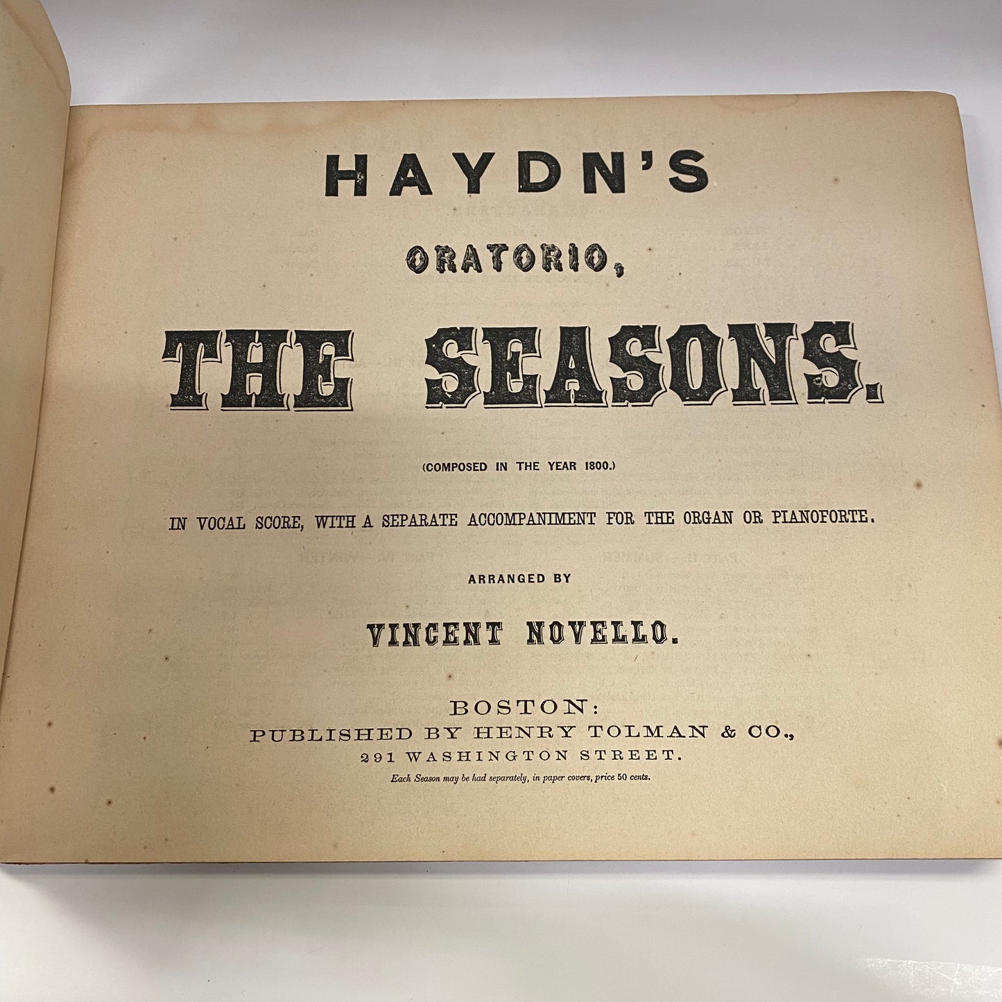 Ontario, The Seasons - Vincent Novello - 1885