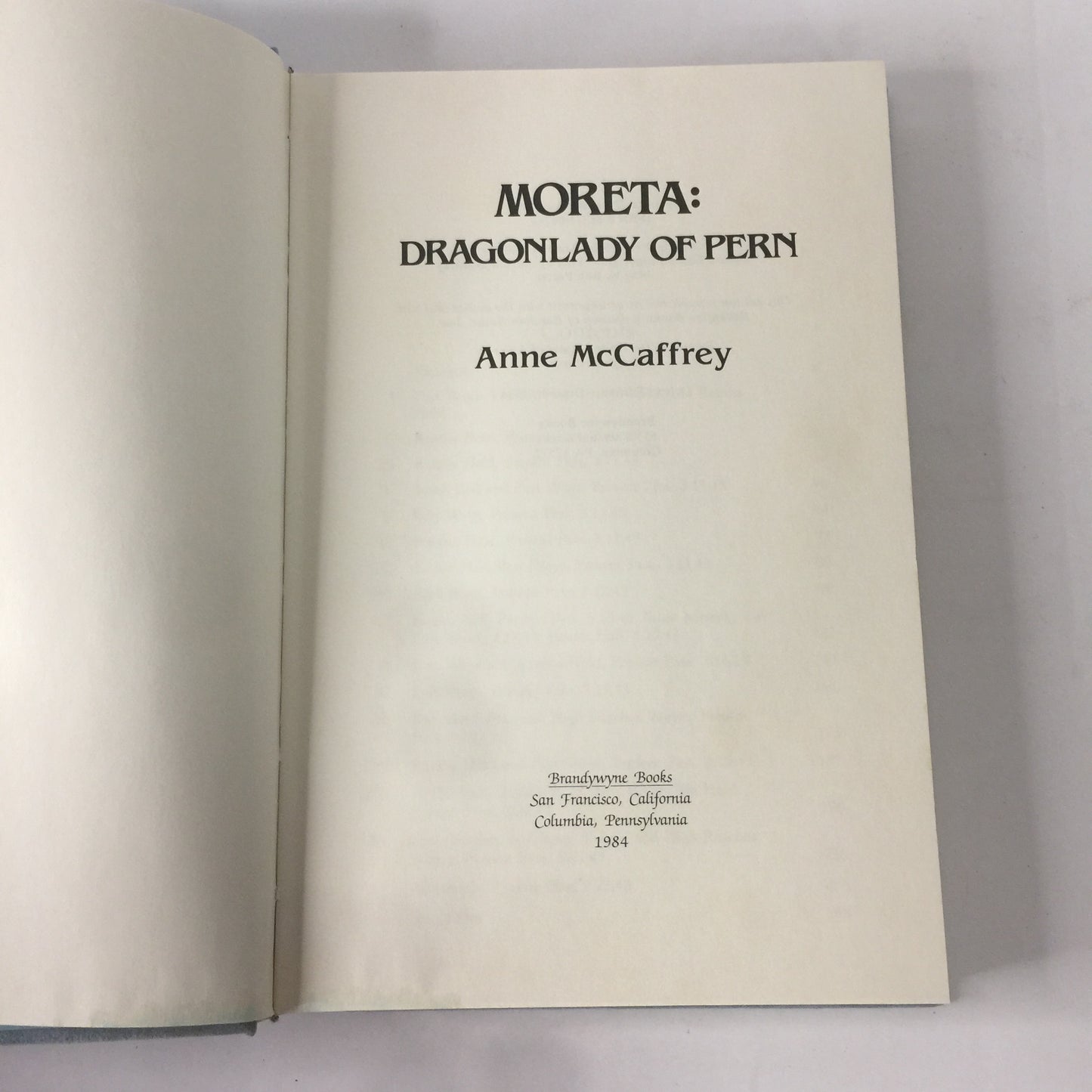 Moreta: Dragonlady of Pern - Anne McCaffrey - Deluxe Signed Edition - 1984