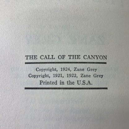 The Call of the Canyon - Zane Grey - 1924