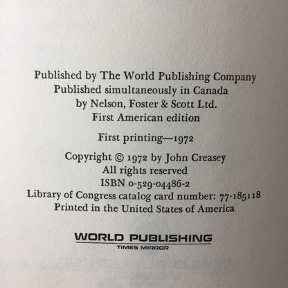 As Empty As Hate - John Creasey - 1st Print - 1972