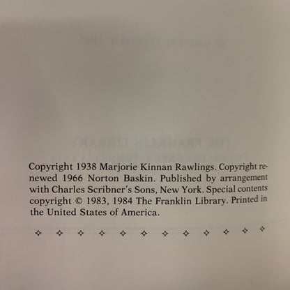 The Yearling - Marjorie Kinnan Rawlings - The Franklin Library - 1984