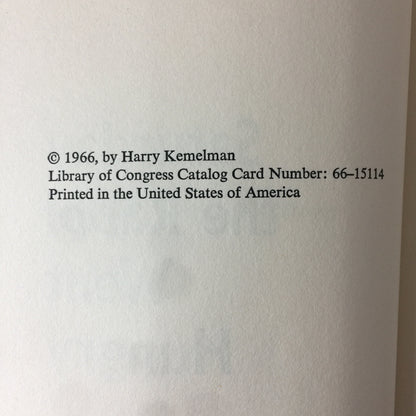 Saturday the Rabbit Went Hungry - Harry Kemelman - 1966