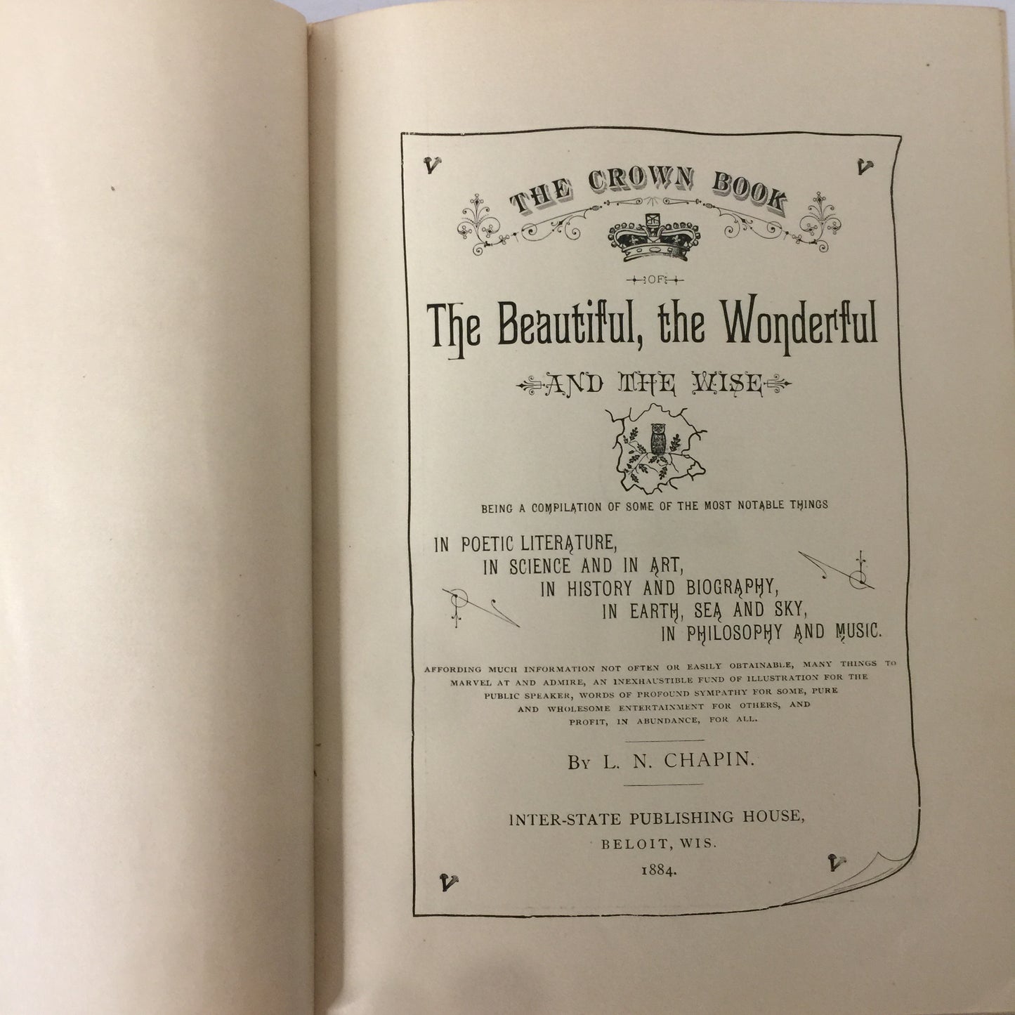 The Beautiful, the Wonderful, and the Wise - L. N. Chapin - 1884