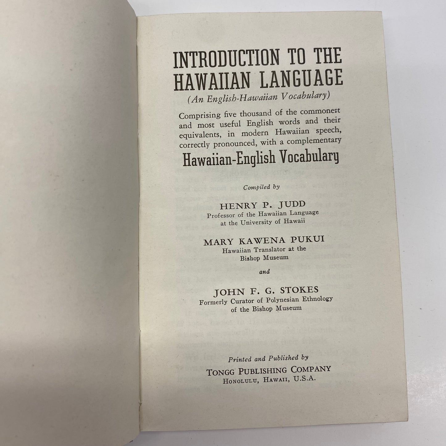 Introduction to the Hawaiian Language - Tongg Publishing Company - 1945