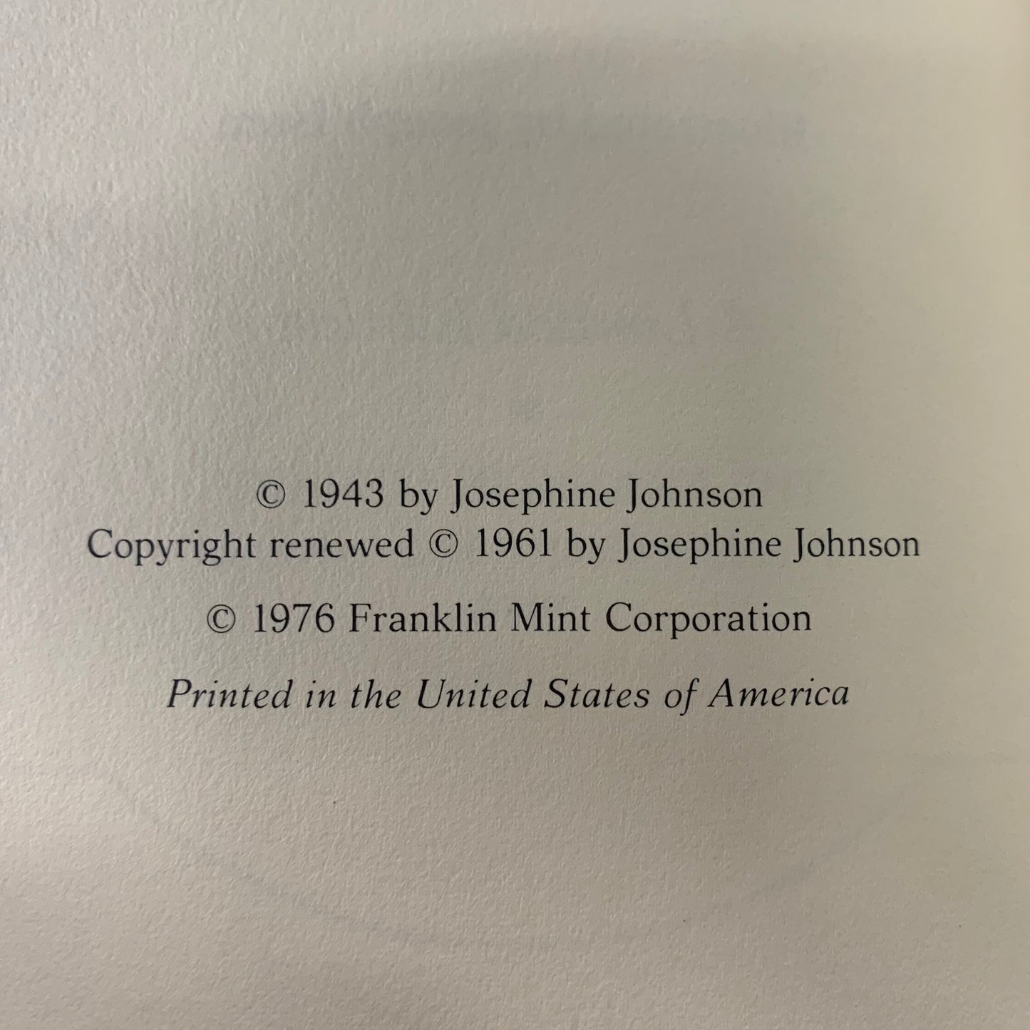 Now In November - Josephine Johnson - Franklin Library - 1976