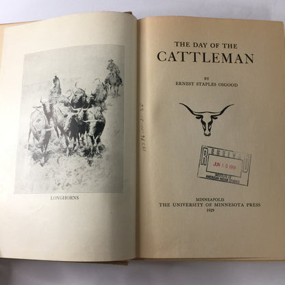 The Day of The Cattleman - Ernest S. Osgood - 1st Edition - 1929