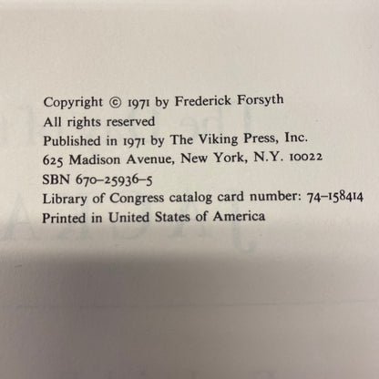 The Day of the Jackal - Frederick Forsyth - 1st Edition - 1971