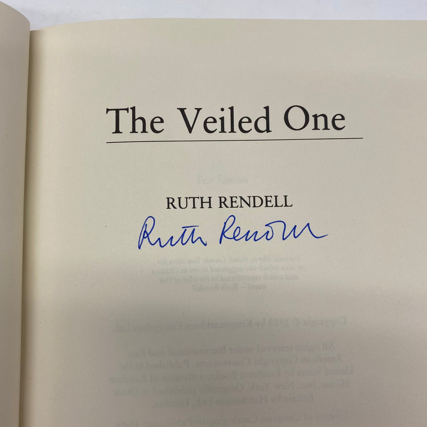 The Veiled One - Ruth Rendell - 1st Edition - Signed - 1988