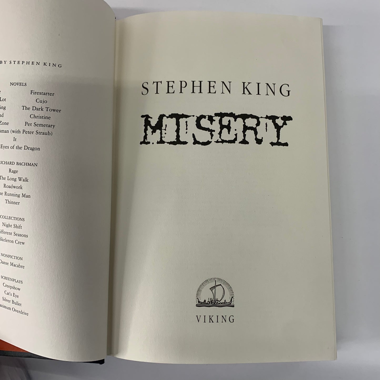 Misery - Stephen King - 1st Edition - 1987