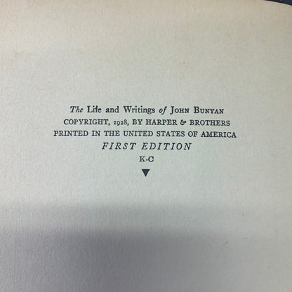 The Life and Writings of John Bunyan - Harold E. B. Speight - 1st Edition - 1928