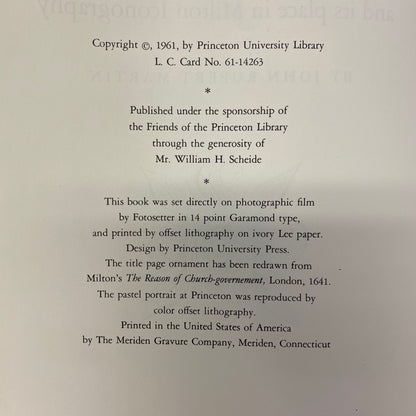 The Portrait of John Milton at Princeton and its place in Milton Iconography - John Rupert Martin - 1st Edition - 1961