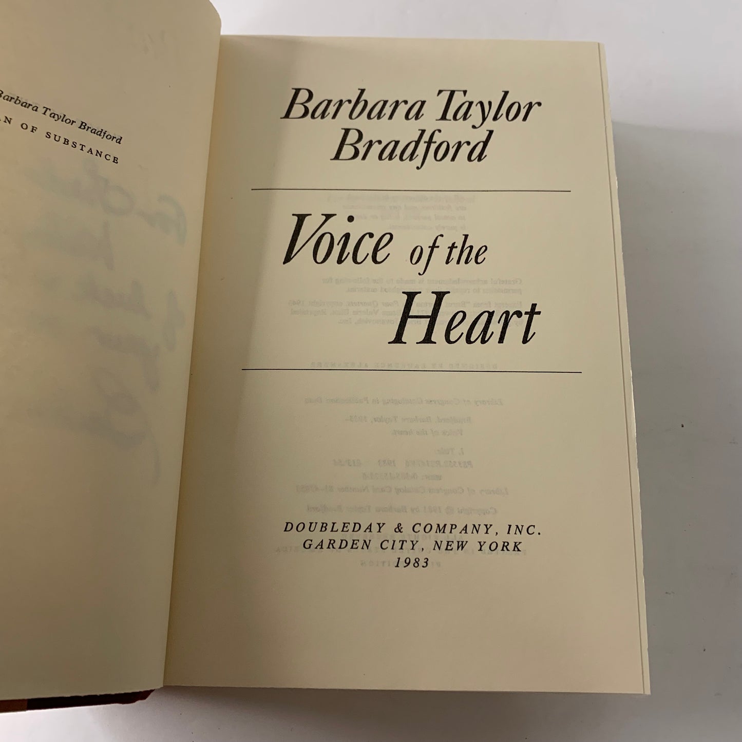 Voice of the Heart - Barbara Taylor Bradford - Signed - 1st Edition - 1983